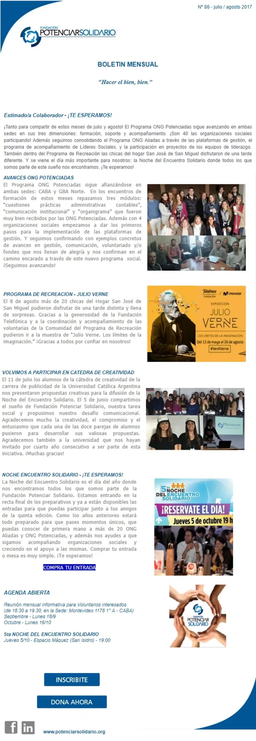 Boletín Novedades N° 86 – jul ago 2017